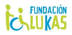 Logotipo de la Fundación Lukas. [Descripción de imagen] A la izquierda, el dibujo de dos personas, una en silla de ruedas. A la derecha, el nombre de la fundación.