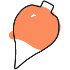 Icono de producto que fomenta la experimentación sensorial: una peonza de color naranja.