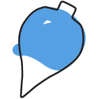 Icono de producto vinculado a un proyecto inclusivo: una peonza de color azul.