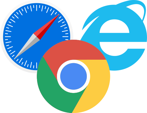 En la imagen, el logotipo oficial de los navegadores Safari, Chrome e Internet Explorer.