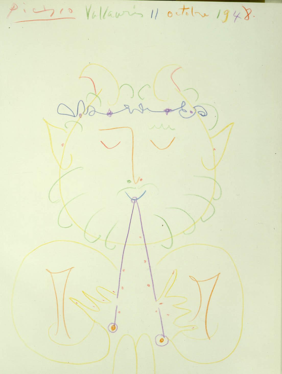 Dibujo fauno tocando el caramillo